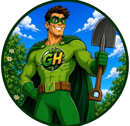 Garden Hero mascot - a superhero gardener